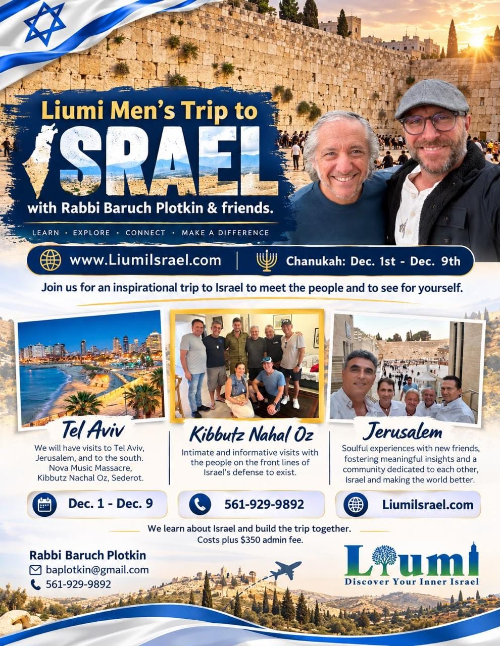 Flyer for Liumi Men's Trip to Israel
