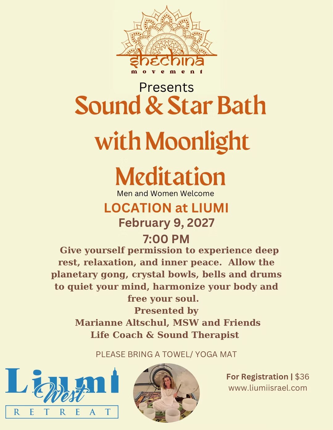 Flyer for Sound & Star Bath with Moonlight Meditation