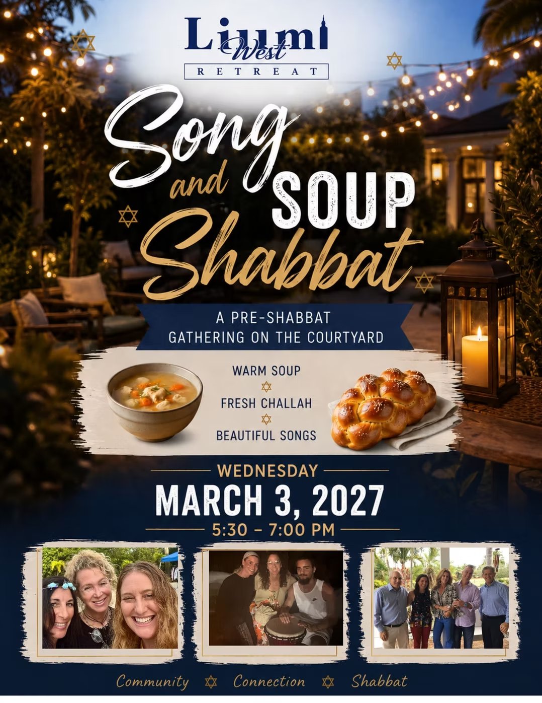 Flyer for Song and Soup Shabbat, March