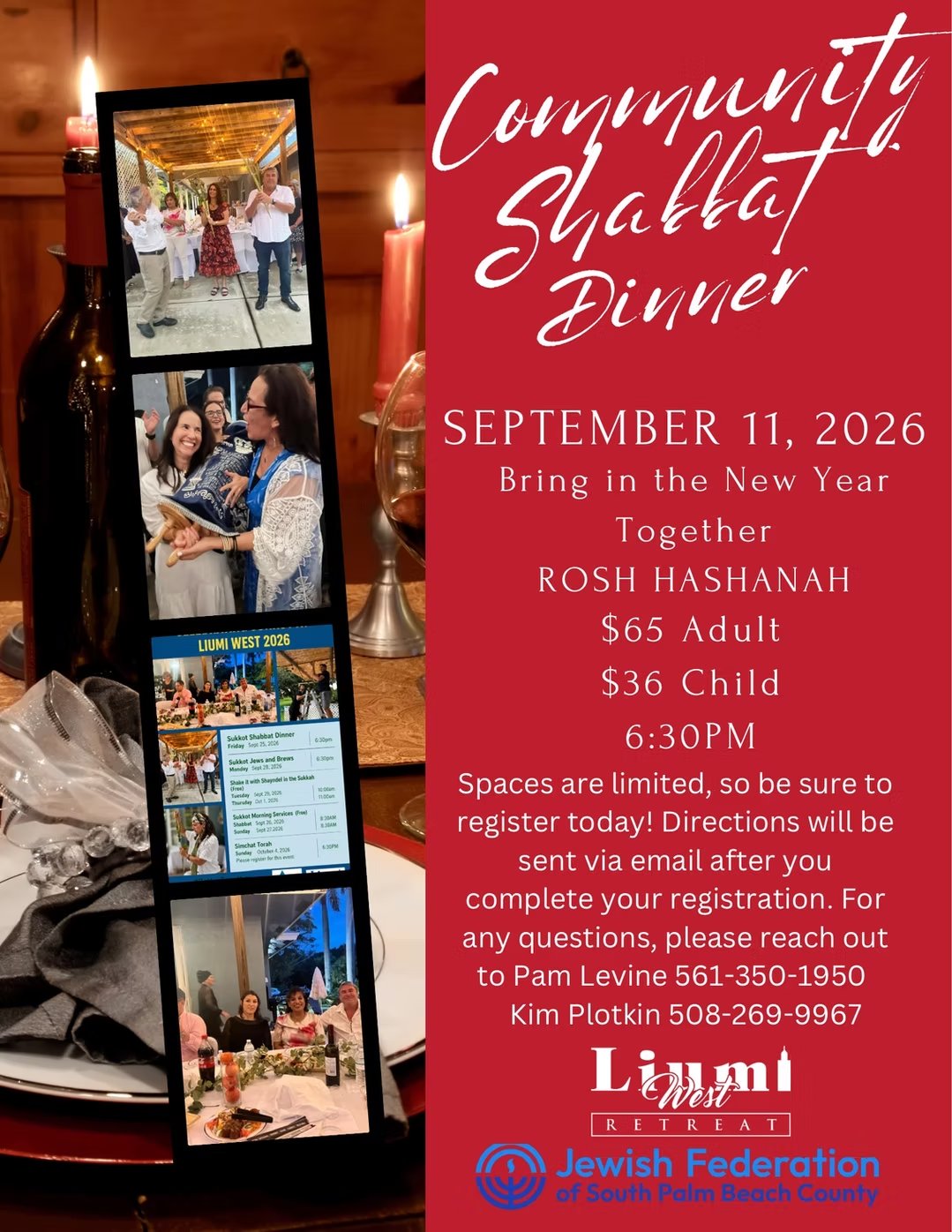 Flyer for Rosh Hashanah Community Shabbat Dinner
