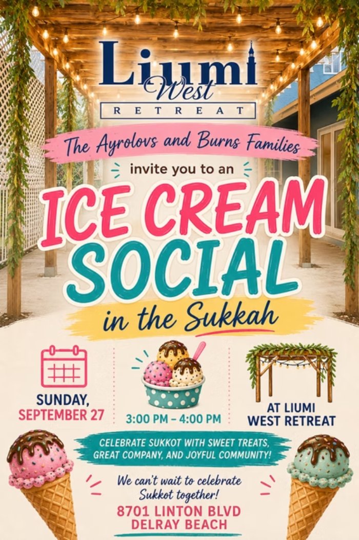 Flyer for Ice Cream Social in the Sukkah